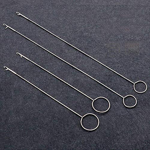 4 Pieces Needle Hook  Plastic Latch Hook Supplies?Tongue Crochet Tool ?Sewing Loop Turner Hook with Latch for Fabric Tube Straps Belts Strips DIY AccessoriesBent Latch Crochet -2 Long 2 Short-