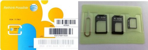 AT and T Nano SIM Card for Apple iPhone 5  iPad Mini with SIM Adapter Conversion kit -Nano to Micro Nano to Standard Micro to Standard pin- for Apple iPhone 5 4S - by Tech Trend TRENDON