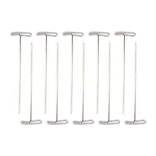 Lurrose 100pcs Stainless Steel T-Pins Sewing Pins for Holding Wigs Hair Extensions Wig Head 51mm