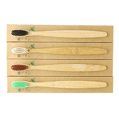 4PCS Lot N-amboo Adult Bamboo Toothbrush Four Colors Nylon Bristles Soft Brush Manual Toothbrush
