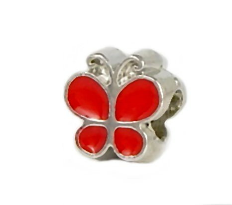 J and M Red Butterfly Charm Bead for Charms Bracelets