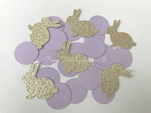 Bunny Party Confetti in Lavender and Gold Glitter for 1st birthday. Table Confetti. Party Decorations. Some Bunny is One 50 Count.