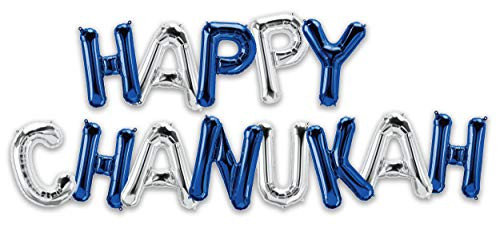 Hanukkah Balloon - Happy Chanukah 16inch Letter Balloons - Silver and Blue - Hanukkah Decor Hanukkah Balloon - Happy Chanukah 16inch Letter Balloons - Silver and Blue - Hanukkah Decor