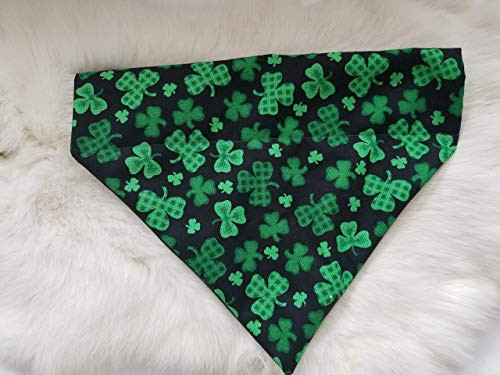 Plaid Clover St Patrick_s Day Over the Collar Dog Bandana Small