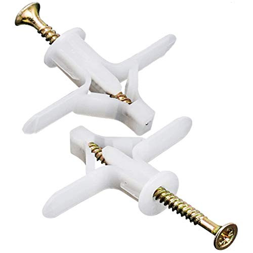 Drywall Anchor Kit - Drywall and Hollow-Wall Anchor Assortment Kit  for Drywall  Anchors  Screws  Wall Anchor Hooks  and Hollow-Door Toggle Anchor-White 60pcs-