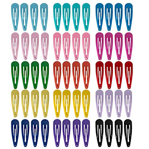 60 Pcs Snap Hair Clips  2 Inch Random Assorted Colors Hair Barrettes  Non-Slip Metal Hairpins Accessories for Toddlers  Girls  Kids  Teens  Women