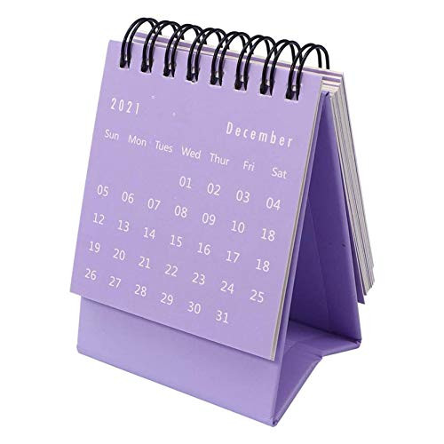 Mini Desk Calendar 2021 - Standing Flip Monthly Calendar 2021 Desktop Calendar for Planning Organizing Daily Schedule -Purple-