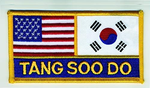 Uniform World Korea  and  U.S. Tang SOO DO Flag Patch  Size 3-3 4 x 2inch  TAE Kwon DO Flag Patch