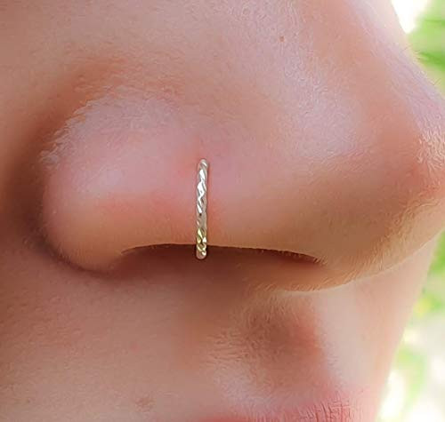 Tiny Silver Nose Hoop 20G Piercing Ring 7-8mm Nose Piercings Hoop - 925 Sterling Silver Nose Piercings hoop