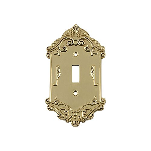 Nostalgic Warehouse 720082 Victorian Switch Plate with Single Toggle Unlacquered Brass