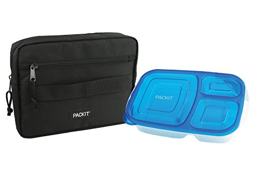 PackIt Freezable Bento Box Set: Freezable Sleeve and Reusable Bento Box Container, Black