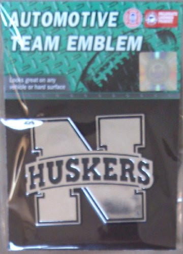 Nebraska Cornhuskers Big N Logo Silver Colored Auto Emblem Decal University of