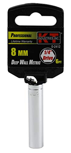 K-T Industries 0-2412 1 4inch  Drive 6-Point Deep Socket  8 mm