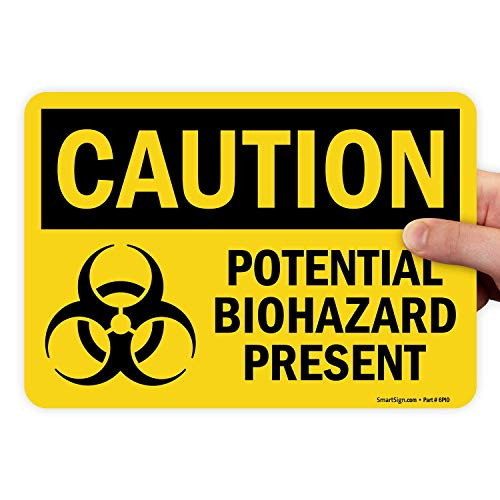 SmartSign - S-0029-EU-10 Caution - Potential Biohazard Present Label By - 7inch x 10inch Laminated Vinyl SmartSign - S-0029-EU-10 Caution - Potential Biohazard Present Label By - 7inch x 10inch Laminated Vinyl