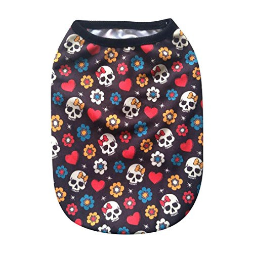 OOEOO Pet Puppy Shirt Small Dog Cat Doggie Clothes Dress Vest T Shirt Apparel Skull Print Doggy Sweatshirt -Multicolor S- OOEOO Pet Puppy Shirt Small Dog Cat Doggie Clothes Dress Vest T Shirt Apparel Skull Print Doggy Sweatshirt -Multicolor S-