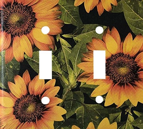 Sunflower Design Decorative Double Toggle Light Switch Wall Plate Cover Standard Midway or Jumbo Size