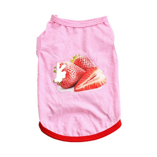 Howstar Pet Shirts Super Cute Strawberry Printed T Shirt for Puppy Dogs Summer Vest Clothes -S Pink- Howstar Pet Shirts Super Cute Strawberry Printed T Shirt for Puppy Dogs Summer Vest Clothes -S Pink-