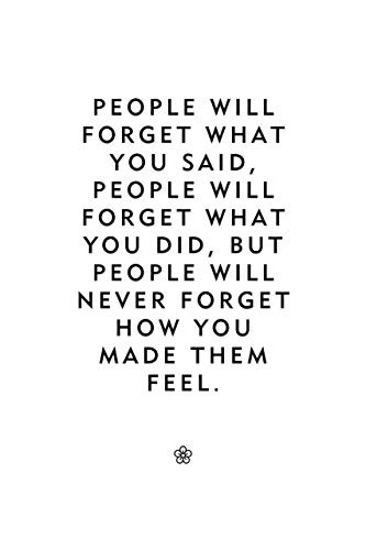 Inspiring Quoteinch People will forget what you said  people will forget what you did  but people will never forget how you made them feelinch  Unframed Print