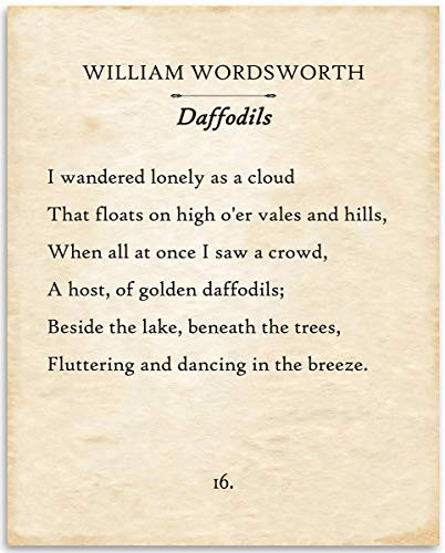 William Wordsworth - I Wandered Lonely-Daffodils - 11x14 Unframed Typography Book Page Print - Great Decor and Gift for Romantic Poetry Fans Under 15