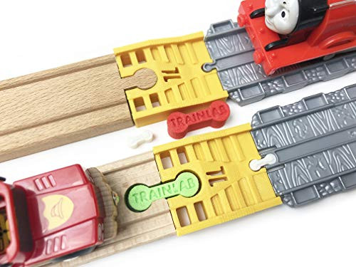 TrainLab Adapters Compatible with Thomas Take-n-Play to Wooden Railway Train Track Adapters with Dog Bones -Gold-