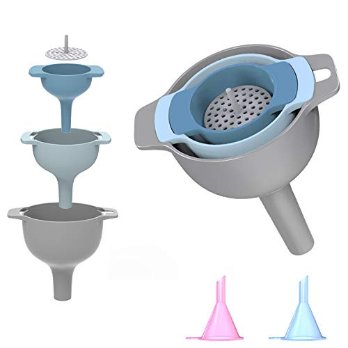 Funnels  Funnels for Bottling  Funnels for Kitchens Set  BPA-Free Food Grade Plastic Funnels  Large  Medium and Small Mini Food Grade Funnels  With for Liquid  Powder  Oil  Water  Beer  Milk ?6 Pack