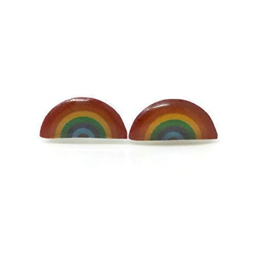 Rainbow Stud Earrings Metal Free Plastic Post  Dainty 6mm