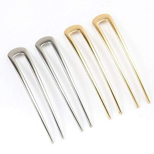Balancy 4 Pack Metal U Shaped Hair Pin Hair Stick Fork Metal Chignon Pins Hair Clips for Women Girls Hairstyle Accessories-Gold and Silver- Balancy 4 Pack Metal U Shaped Hair Pin Hair Stick Fork Metal Chignon Pins Hair Clips for Women Girls Hairstyle Accessories-Gold and Silver-