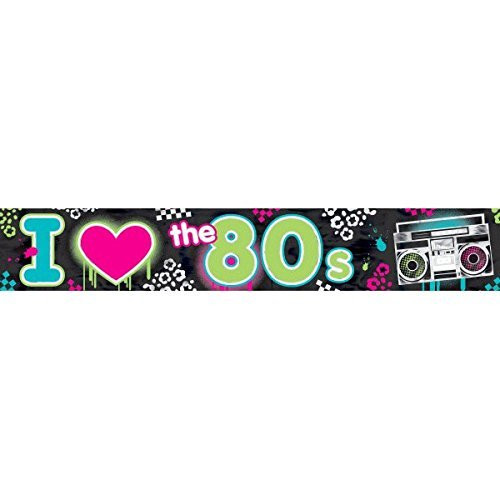 Amscan Radical 80_s Foil Party Banner Decoration  25_  Black -Two-Pack-