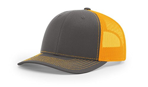 RICHARDSON Charcoal Neon Orange 112 Mesh Back Trucker Cap Snapback Hat