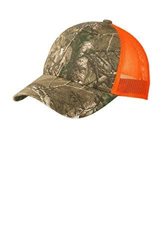 Port Authority Structured Camouflage Mesh Back Cap. C930 Realtree Xtra  Neon Orange OSFA