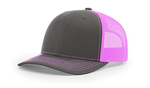 Richardson Charcoal Neon Pink 112 Mesh Back Trucker Cap Snapback Hat