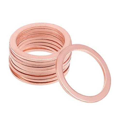 uxcell 10Pcs 22mm x 28mm x 1.5mm Copper Flat Washer for Screw Bolt