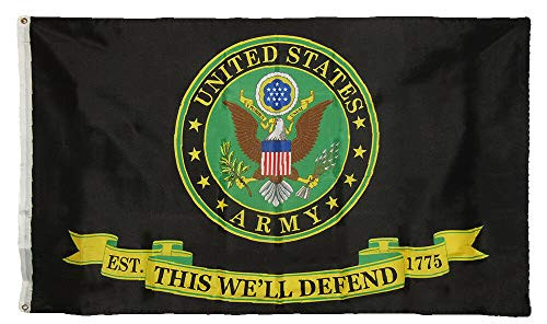 Trade Winds 3x5 U.S. Army Flag This We_ll Defend Black Symbol II 150D Poly Flag 3_x5_ F1860 Fade Resistant Premium Trade Winds 3x5 U.S. Army Flag This We_ll Defend Black Symbol II 150D Poly Flag 3_x5_ F1860 Fade Resistant Premium
