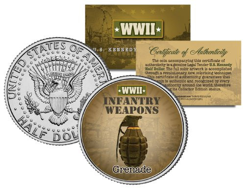 GRENADE WWII Infantry Weapons JFK Kennedy Half Dollar U.S. Coin