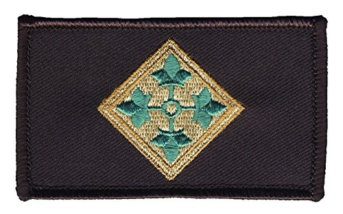 4th Infantry Division - U.S. Army 2inch  x 3inch  Hook  and  Loop 2 Piece Black Patch 73442