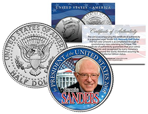 BERNIE SANDERS FOR PRESIDENT 2016 Campaign Colorized JFK Half Dollar U.S. Coin