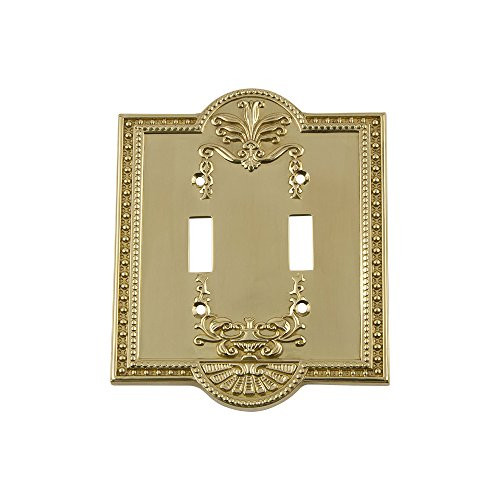 Nostalgic Warehouse 720071 Meadows Switch Plate with Double Toggle, Unlacquered Brass