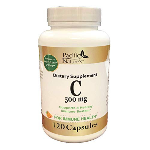 Vitamin C 500 mg Capsules by Pacific Nature s for Immune Support  Boost Collagen Support* -120 Capsules-