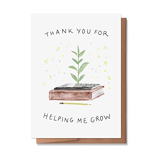 Wunderkid Thank You For Helping Me Grow  Teacher Appreciation Card -1 Single Card  Blank inside-