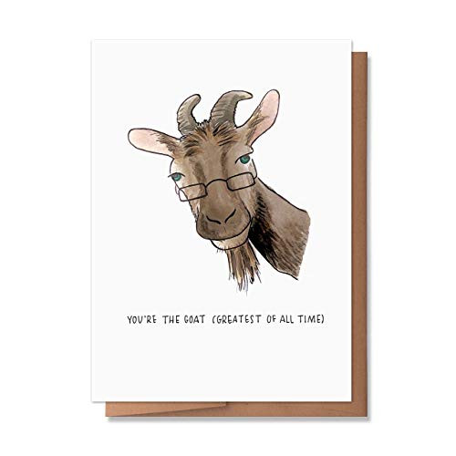 Wunderkid Funny You_re the Goat Valentines Day Card  Greatest of All Time -1 Single Card  Blank inside-