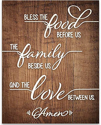 Bless The Food Before Us - Prayer - 11x14 Unframed Typography Art Print - Great Inspirational Gift and Kitchen and Dining Room Decor Under 15 -Printed on Paper  Not Wood-