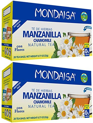 Chamomile tea - Te de Manzanilla - Natural Herbal Tea -2pk - 40 Satches-