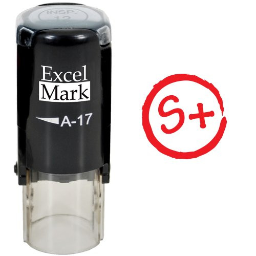 Grade S Plus - ExcelMark Self-Inking Round Teacher Stamp - Red Ink