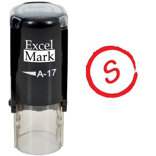 Grade S - ExcelMark Self-Inking Round Teacher Stamp - Red Ink