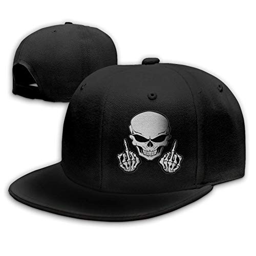 Negi Skull Middle Finger Snapback Hat Flat Bill Hats Adjustable Black Baseball Cap for Men Women Trucker Dad caps Negi Skull Middle Finger Snapback Hat Flat Bill Hats Adjustable Black Baseball Cap for Men Women Trucker Dad caps