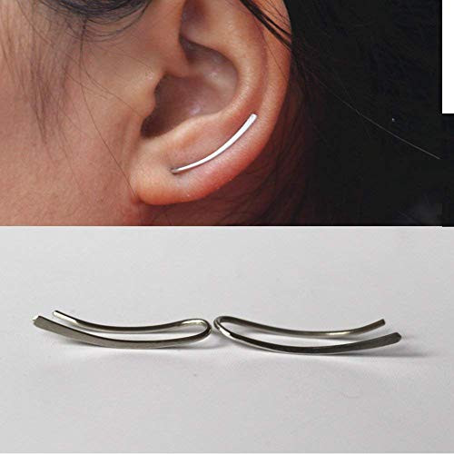 Ear Climber Earrings Medium Sterling Silver Climbers Crawler Bar Studs