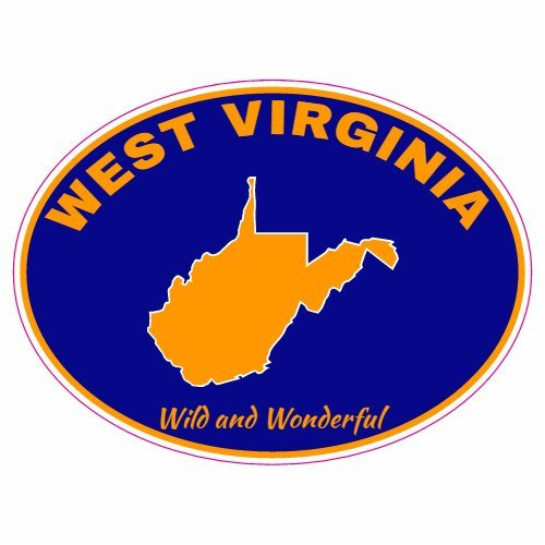U.S. Custom Stickers West Virginia Wild and Wonderful Navy Blue Oval Decal  3inch
