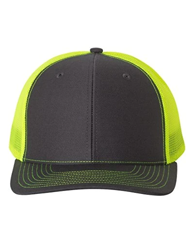 Richardson Trucker Snapback Cap Charcoal Neon Yellow Adjustable