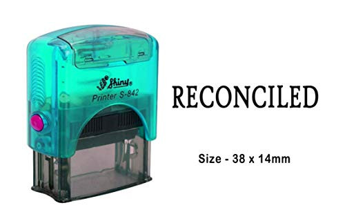 PrintValue Shiny S-842 Self Inking Rubber Stamp Reconciled Text Custom Business Stamps Office Stationary