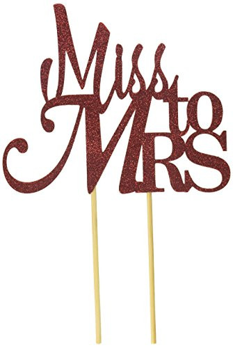 All About Details Red Miss To Mrs Cake Topper